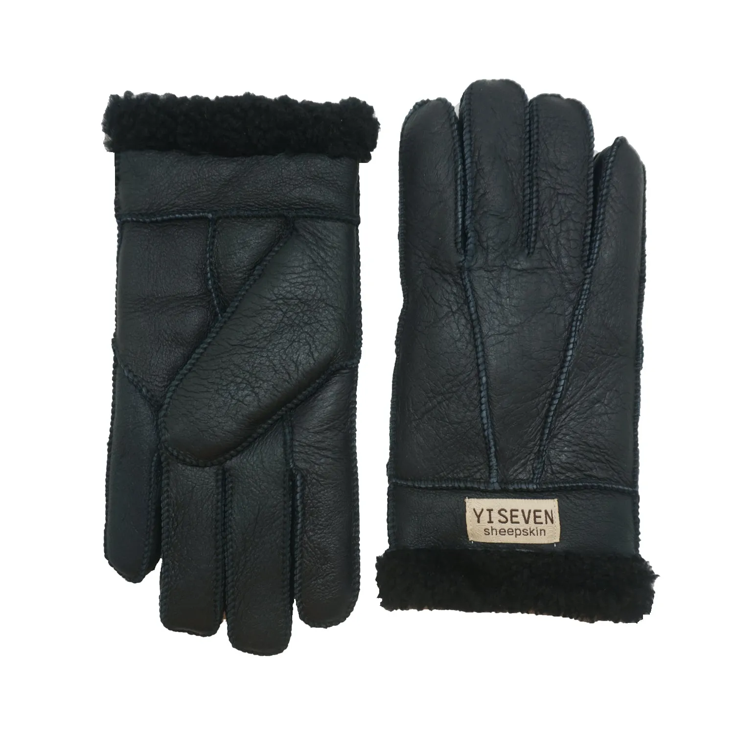 YISEVEN Men's Winter Shearling Sheepskin Gloves