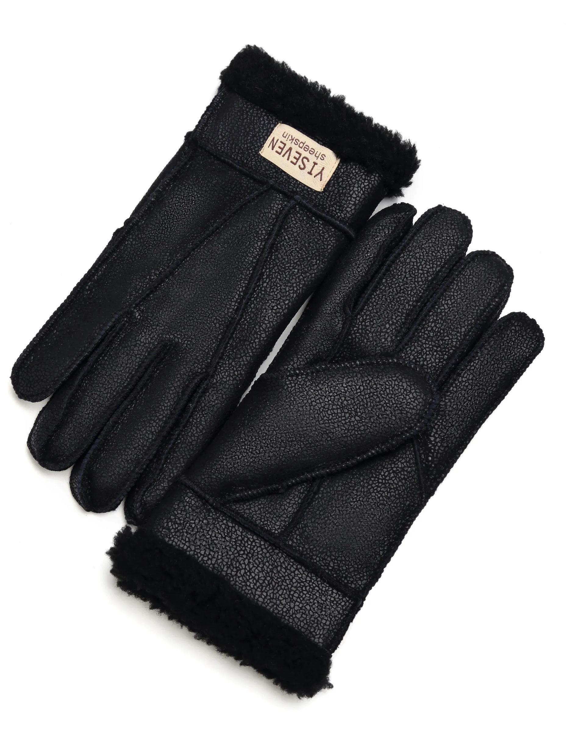 YISEVEN Men's Winter Shearling Sheepskin Gloves