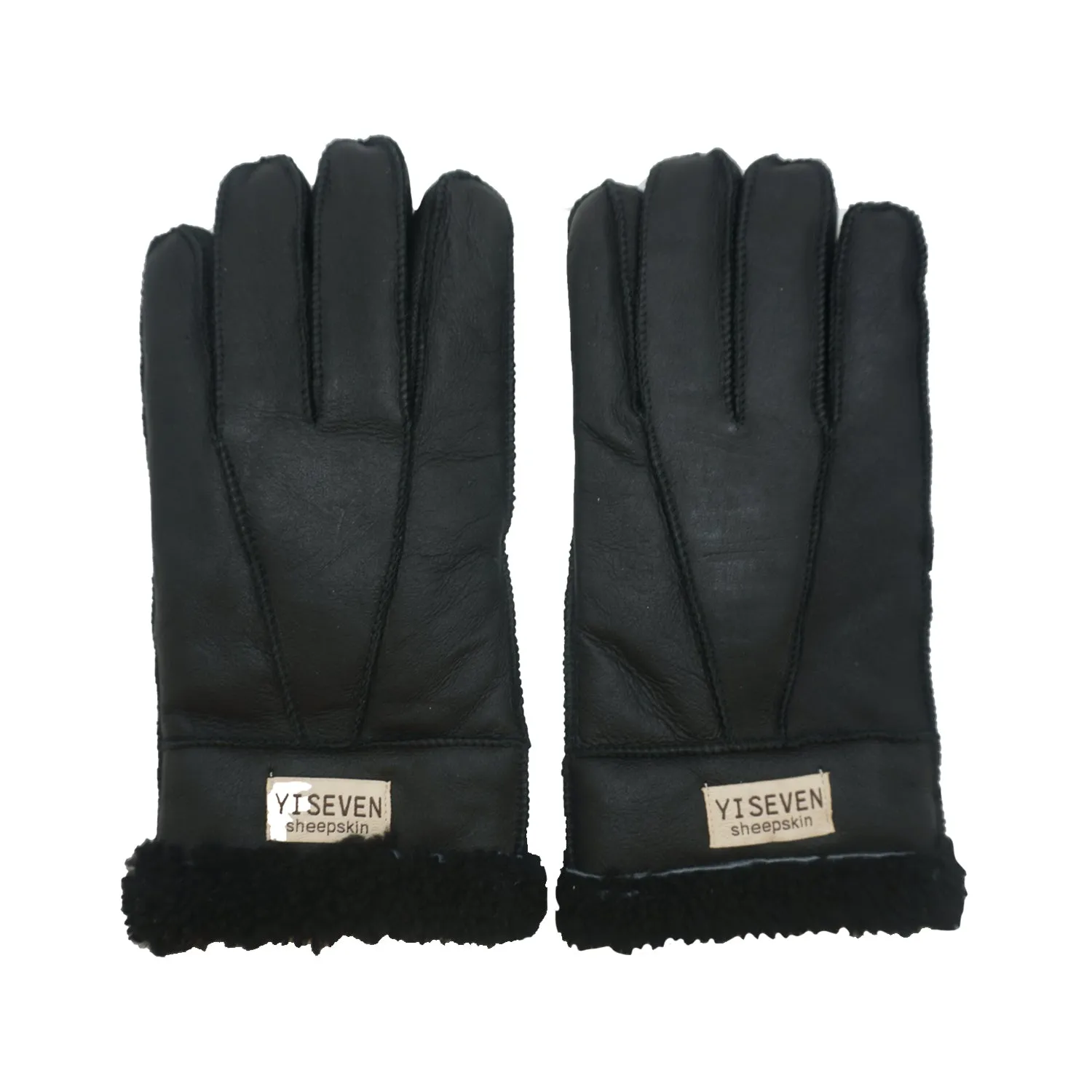 YISEVEN Men's Winter Shearling Sheepskin Gloves