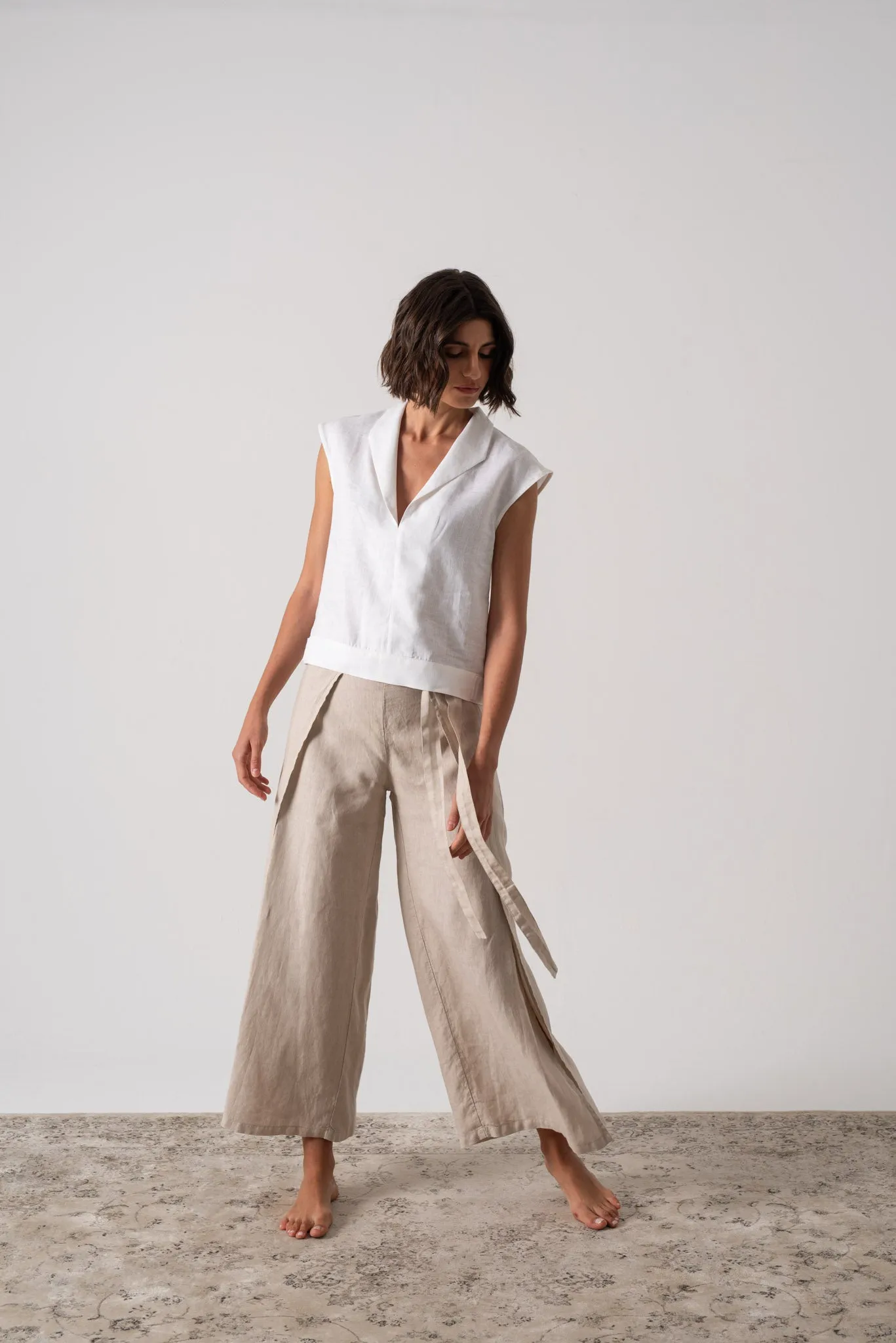 Zakai Linen Wrap Pant Oatmeal