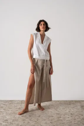 Zakai Linen Wrap Pant Oatmeal