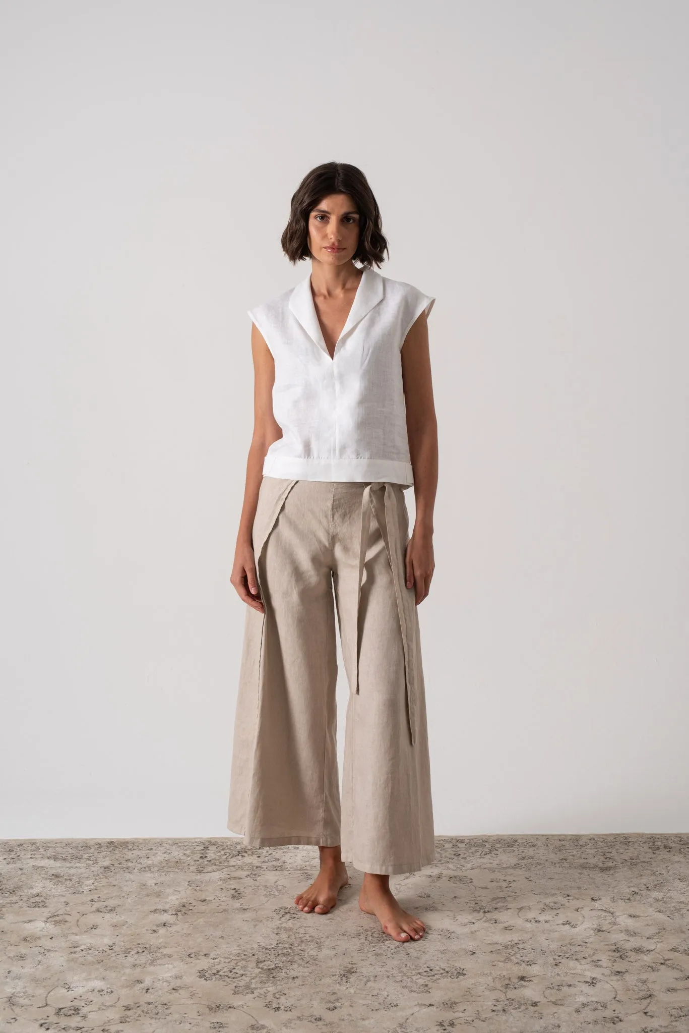 Zakai Linen Wrap Pant Oatmeal